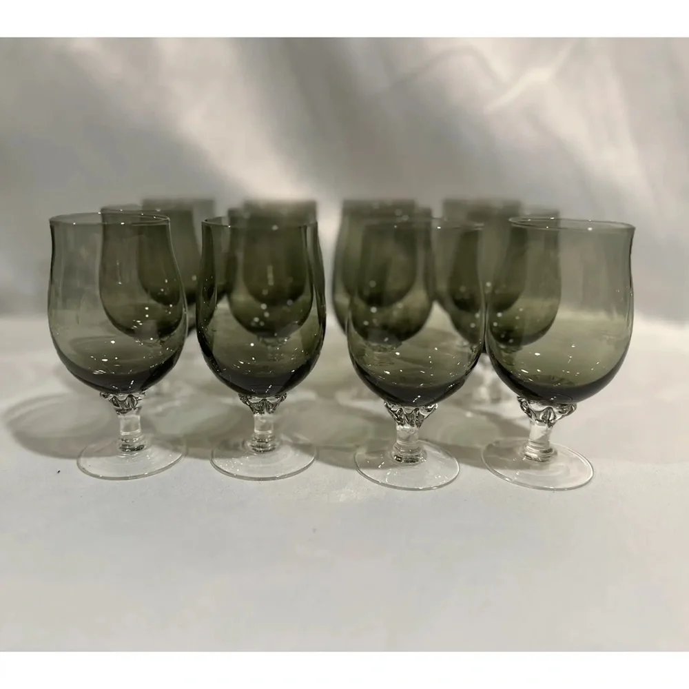 Sasaki Crystal Smoke Coronation Bar Glass Set of 24, Champagne Dessert Cordial